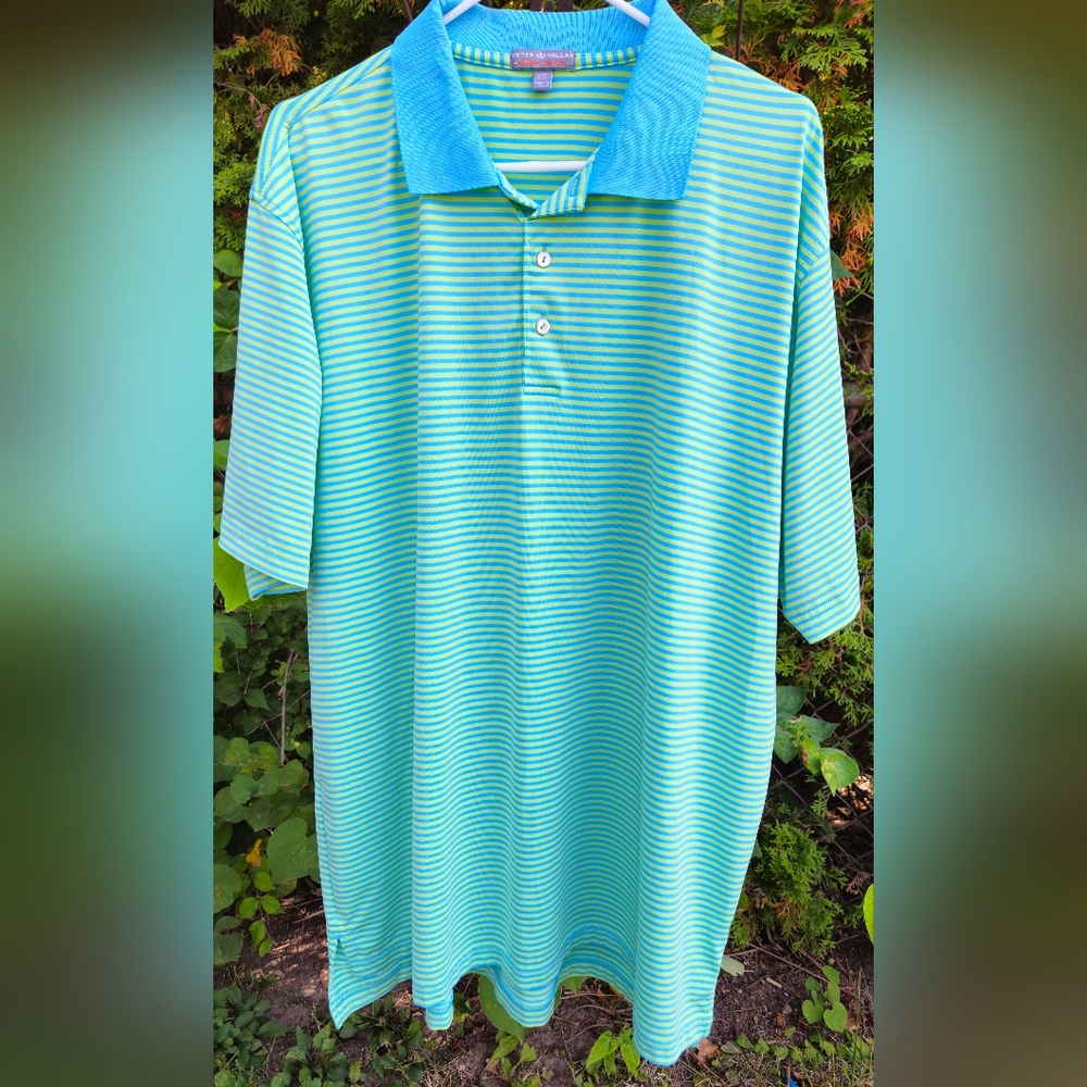 Peter Millar Summer Comfort Stripe Polo, Pablo Creek Sleeve Embroidery  2xl (H4)